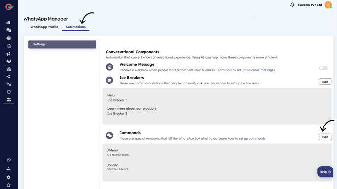 commands-conversational components